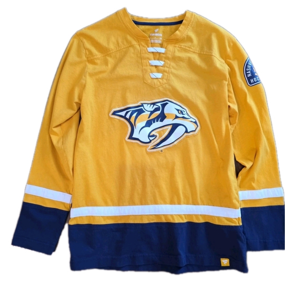 Fanatics Nashville Predators Gold and Navy Hockey Jersey Top - Picture 7 of 7